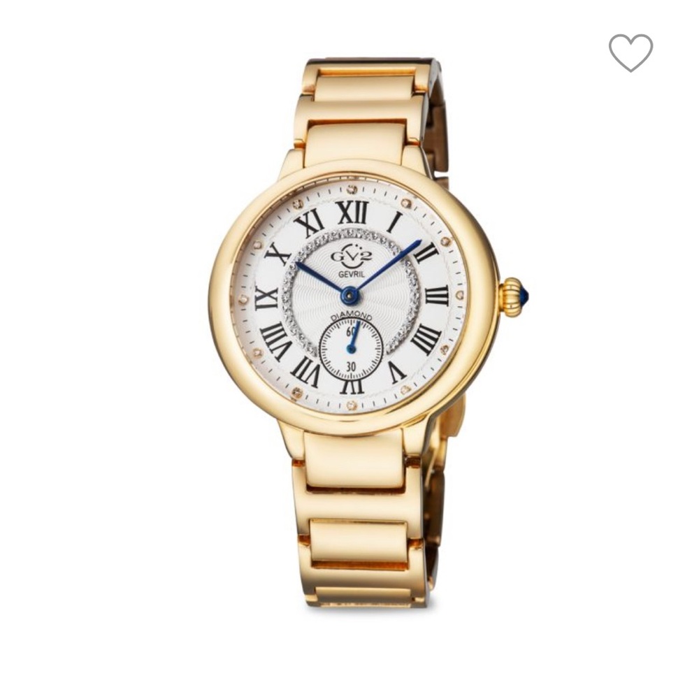 LikeNew GV2 Gevril Rome Goldtone Stainless Steel & Diamond Bracelet Watch Womens